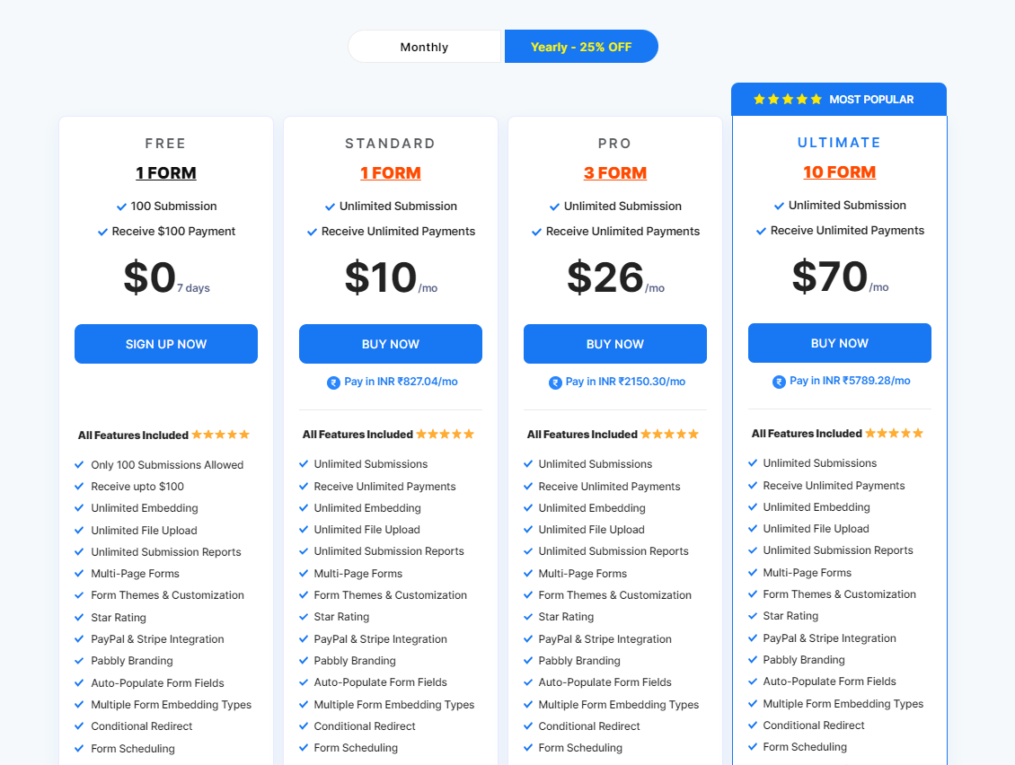 pabbly form builder pricing